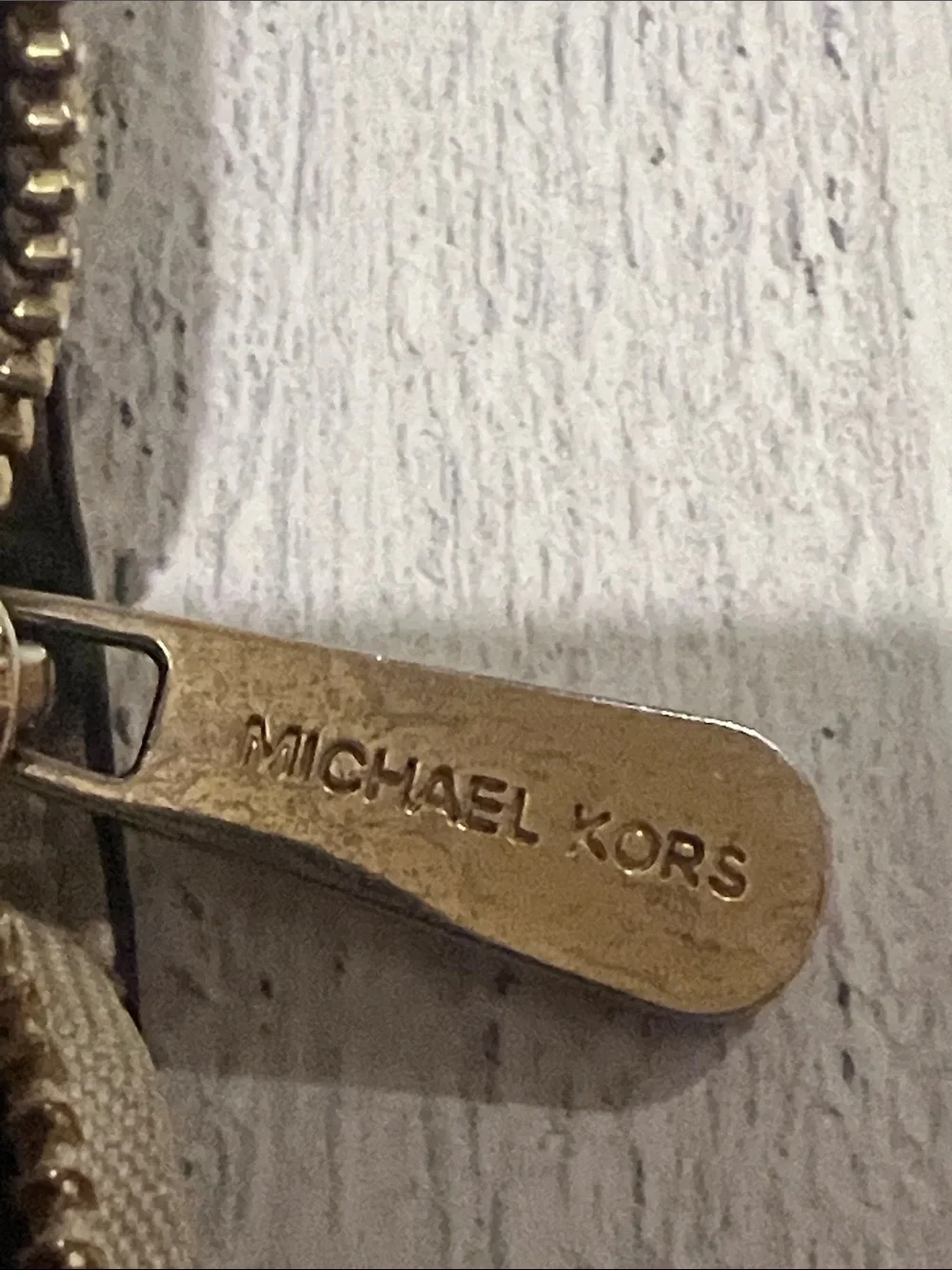Michael Kors Beige and Brown Woven-Style Zip Wallet